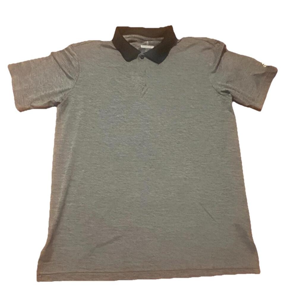 Adidas Golf Polo Shirt Mens Small Gray Black Collar Performance Athletic